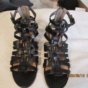 Sam Edelman Black Leather Gladiator/Thong Sandals Size 6.5 M